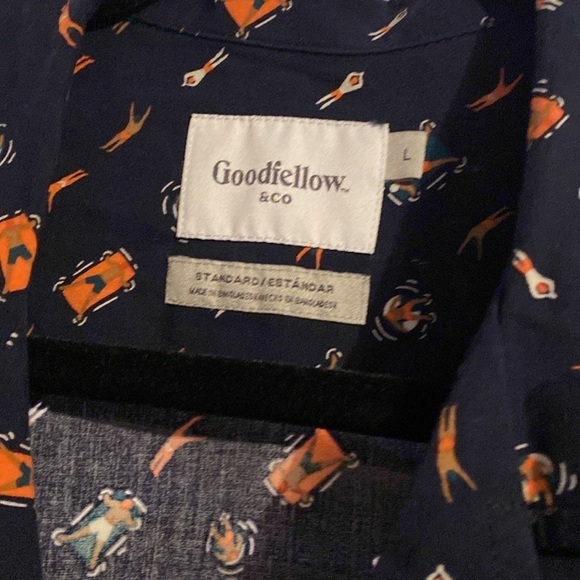 Goodfellow & Co Navy Swimmer Button Down Shirt - Picture 4 of 6